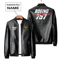 Thumbnail for Amazing Boeing 757 PU aviation design printed on genuine leather with quilted lining leather jacket.
