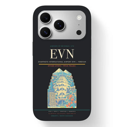 Yerevan Airport (EVN) design on black iPhone 17 Pro MagSafe case