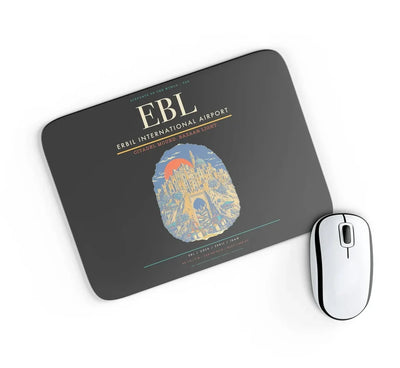 Erbil International Airport (EBL) design on black rectangle mouse pad