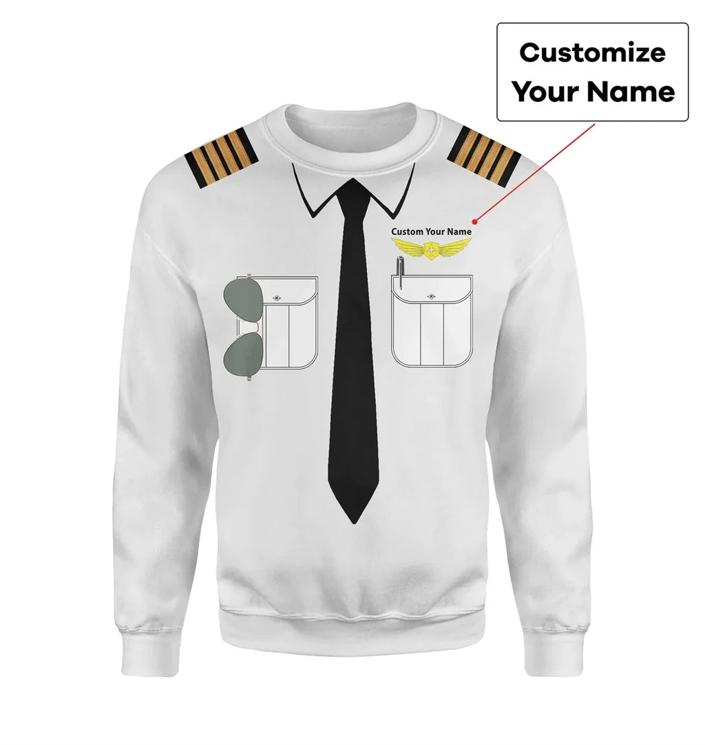Customizable Pilot Uniform (Badge 2) 3D Sweatshirts aviation design on crisp poplin cotton pilot uniform clothing.