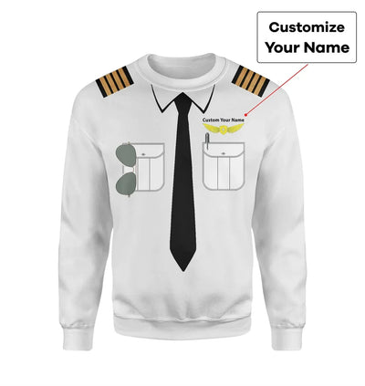 Customizable Pilot Uniform (Badge 2) 3D Sweatshirts aviation design on crisp poplin cotton pilot uniform clothing.
