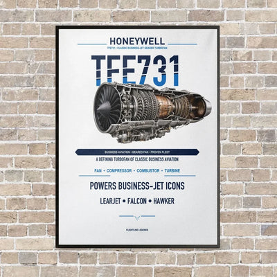 TFE731 vertical canvas print - framed - white background
