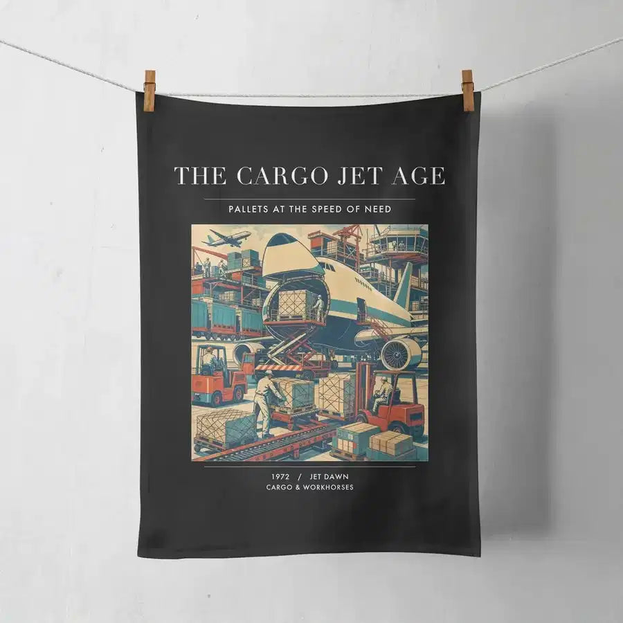 VINTAGE G4125 - The Cargo Jet Age - Designed Towels design on black