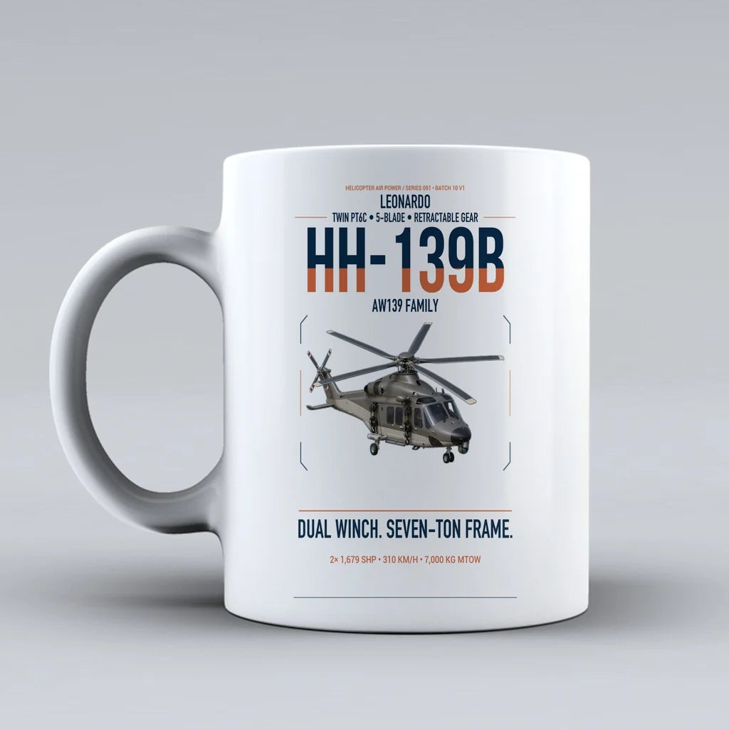 Leonardo HH-139B design on white ceramic mug, double-side print