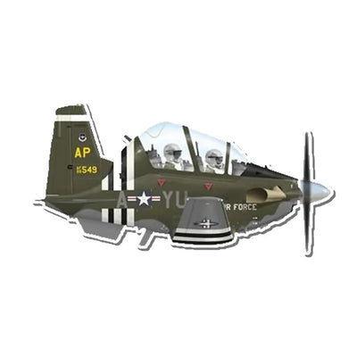 U.S. Air Force T-6A Texan II Military Green Trainer Chibi Version Airplanes sticker, Wide 6cm (2.3inches)