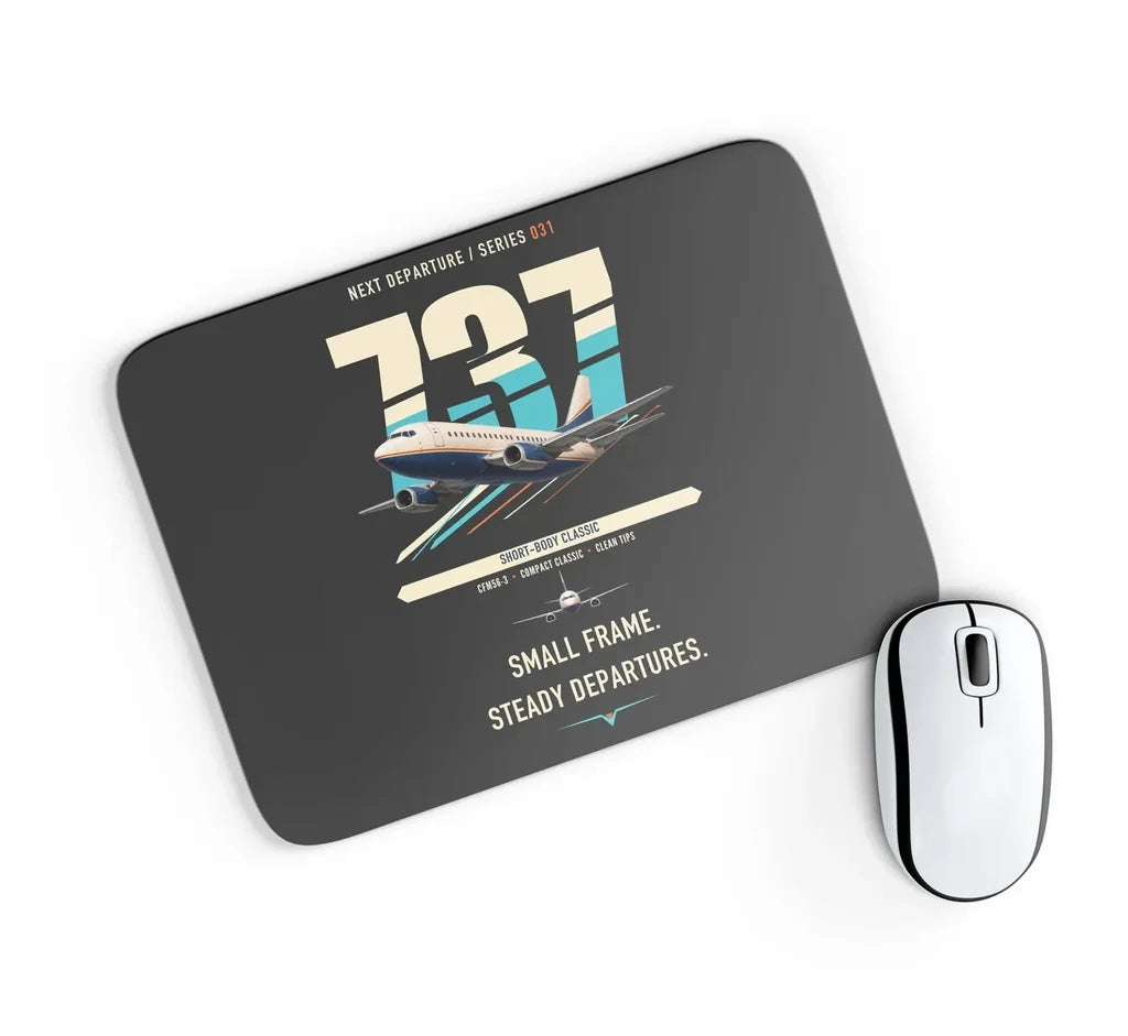 Boeing 737-500 Classic design on black rectangle mouse pad