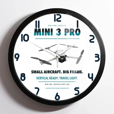 DJI Mini 3 Pro design on white framed wall clock