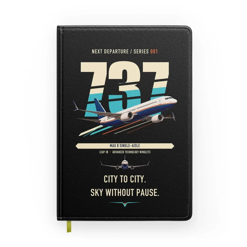 Boeing 737 MAX 8 design on black notebook