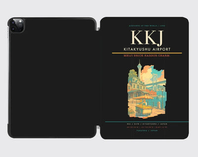 Kitakyushu Airport (KKJ) design on black ipad tablet case