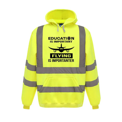 Flying is Importanter aviation design on cotton blend with reflective panels reflective hoodie.