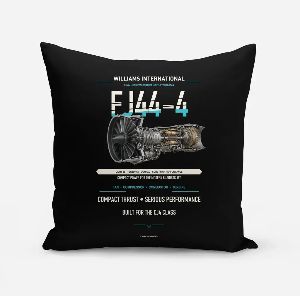 FJ44-4 design on black pillow