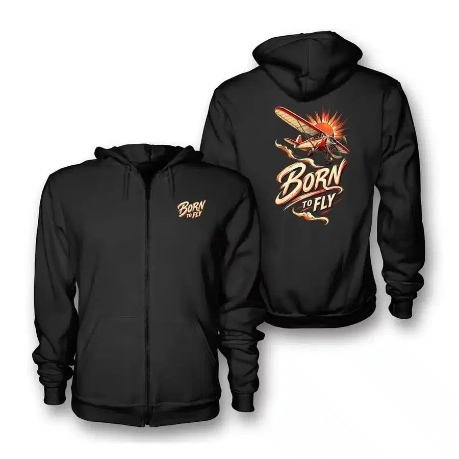 SIGNAL 610 - Born To Fly V2 - Zipped Hoodie design on black zipped hoodie
