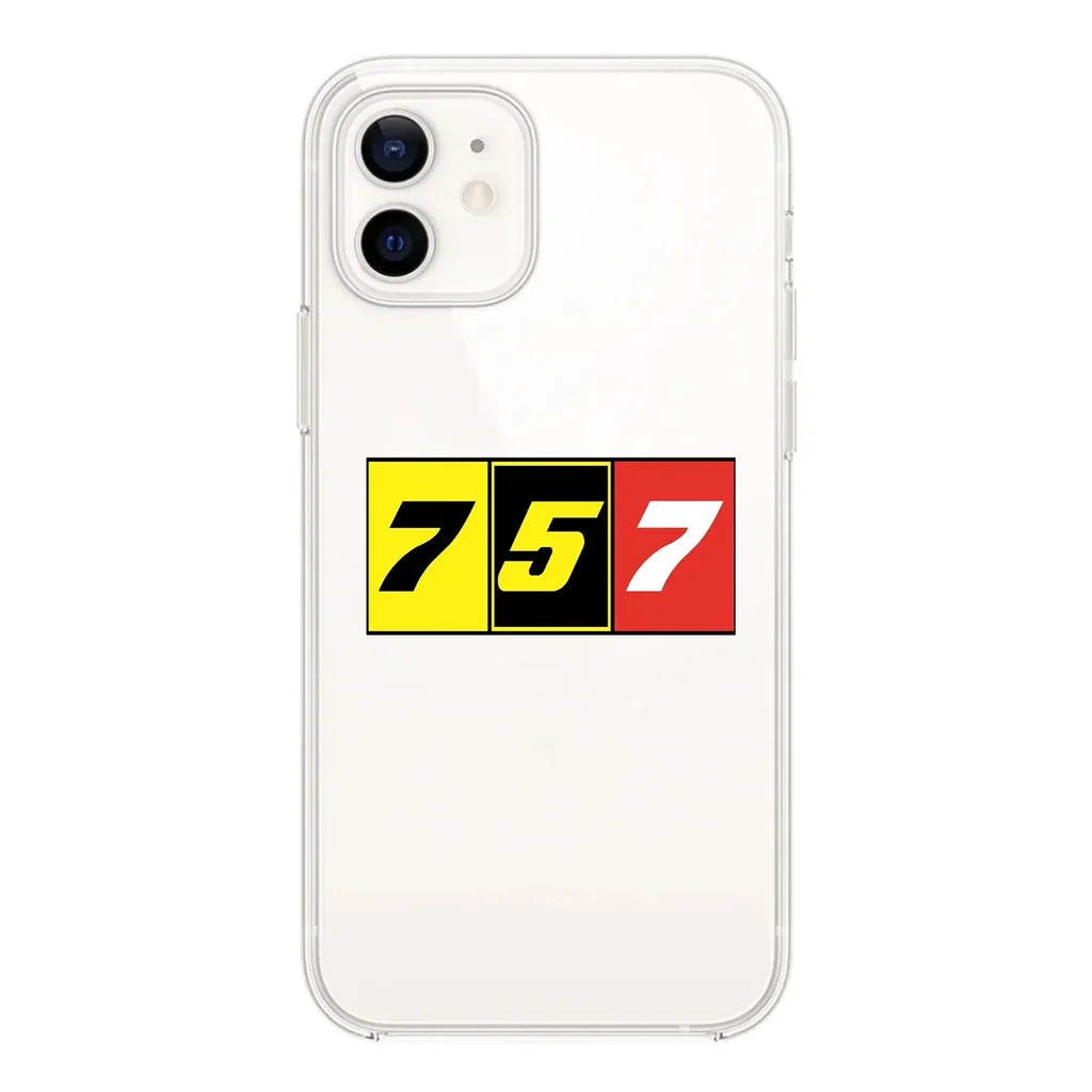 Flat Colourful 757 Transparent Silicone aviation design on transparent iPhone case for iPhone.