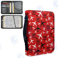 Thumbnail for Fly Be Free Red aviation print PU accessories bag, PU faux leather.