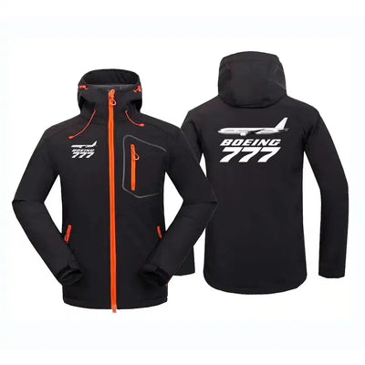 The Boeing 777 aviation design printed on warm polar fleece polar fleece jacket.