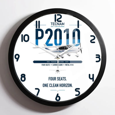 Tecnam P2010 design on white framed wall clock