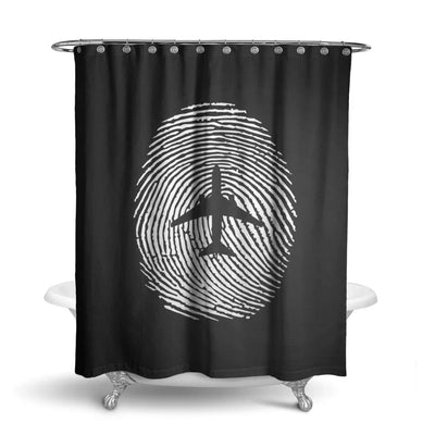 Aviation Finger Print aviation design on waterproof polyester shower curtain.