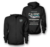 Thumbnail for Cessna Citation CJ4 Gen2 design on black premium zipped hoodie, double-side print