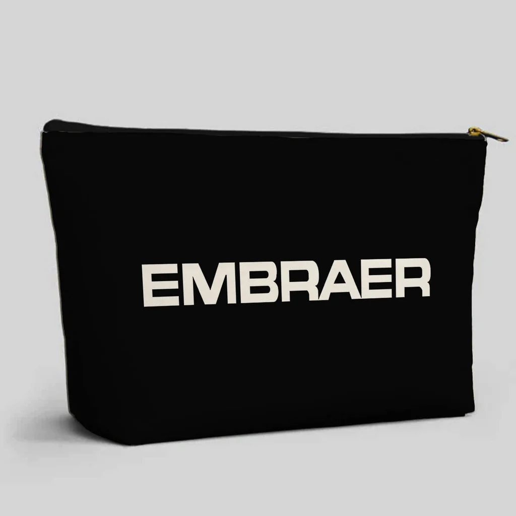 Embraer & Text aviation zipper pouch in durable polyester.