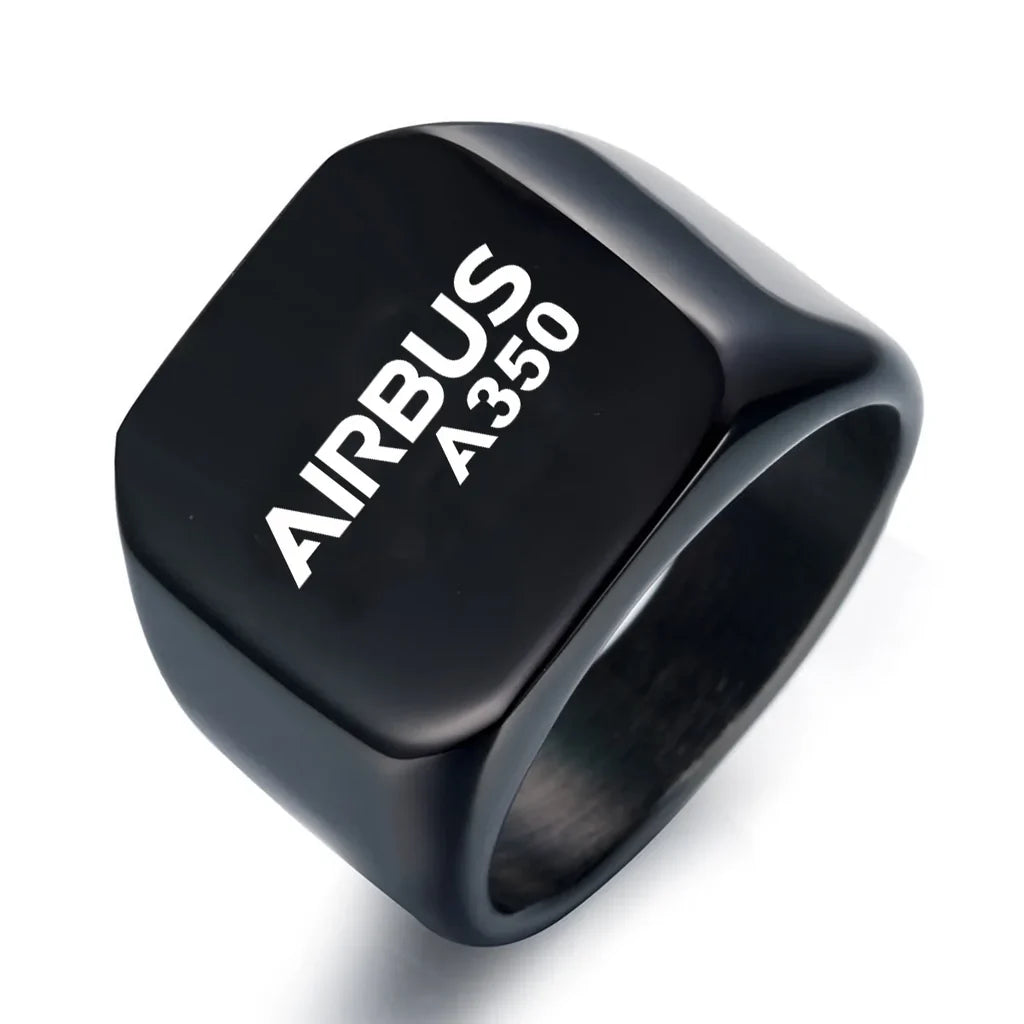 Airbus A350 & Text aviation ring in stainless steel.
