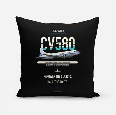 Convair 580 design on black pillow