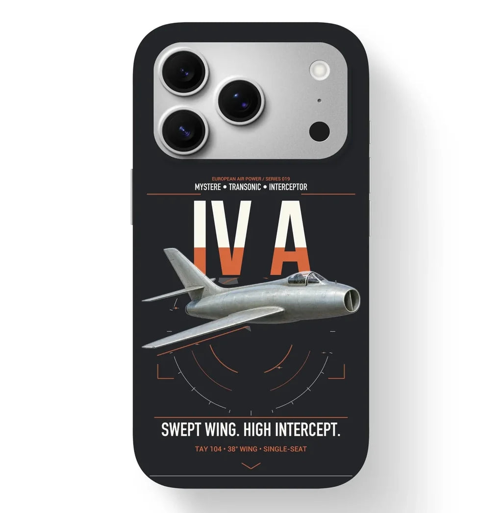 Dassault Mystère IV A design on black magsafe iphone case, for iPhone 17 Pro