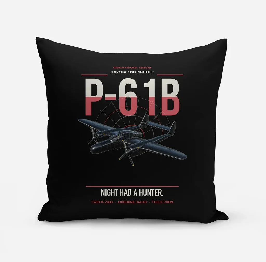 P-61B Black Widow design on black pillow