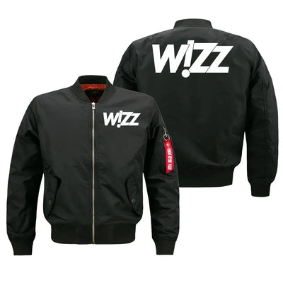Wizz Airlines logo on black bomber jacket