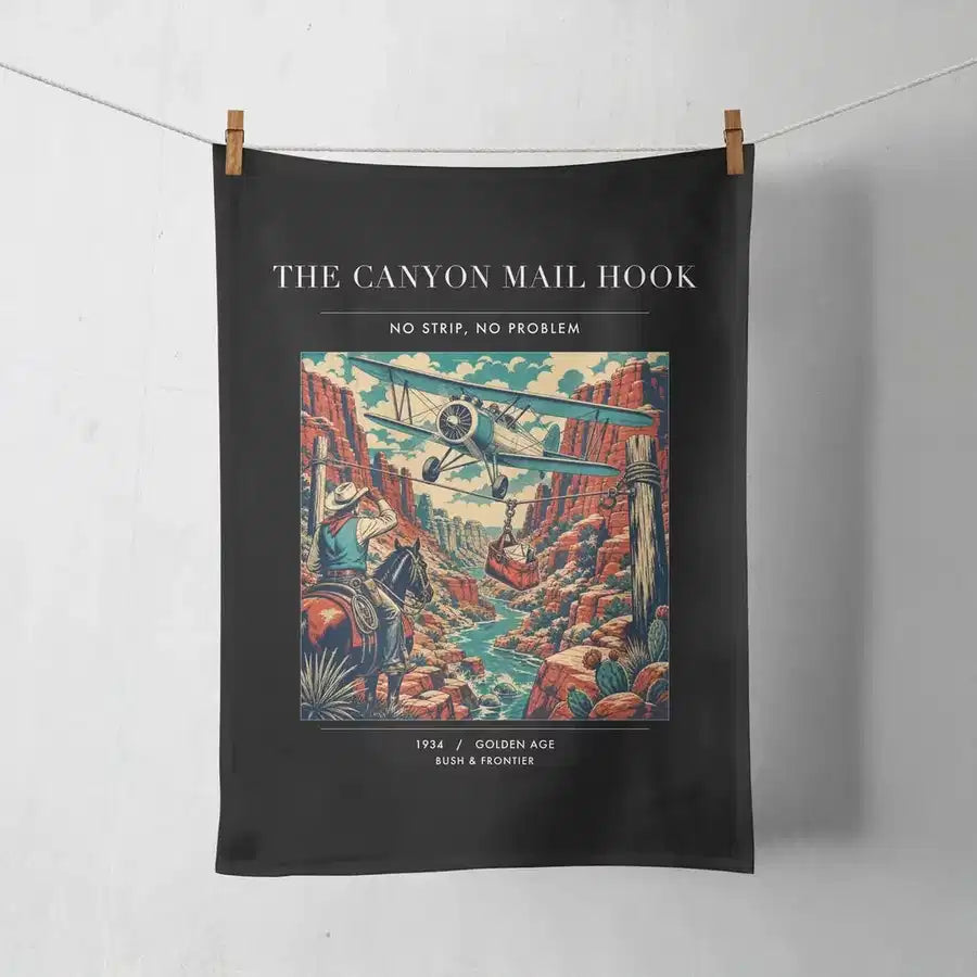 VINTAGE G4285 - The Canyon Mail Hook - Designed Towels design on black