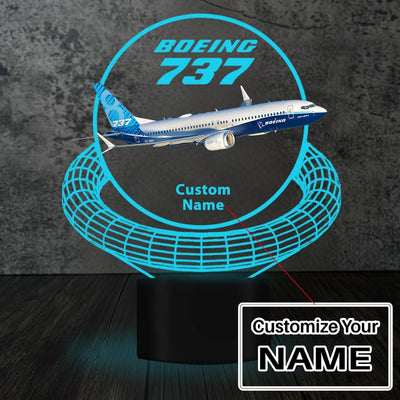 Boeing 737 aviation design on premium acrylic with LED 3D night lamp.
