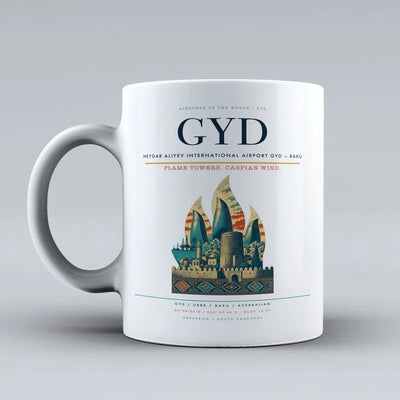 Aliyev International Airport GYD — Baku Mug design on white heydar