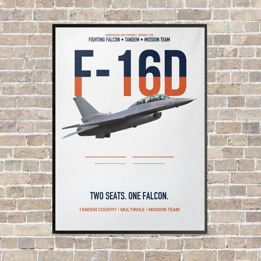 F-16D Fighting Falcon Two Seats One Falcon vertical canvas print - framed - white background