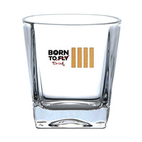 Thumbnail for Born To Drink & 4 Lines aviation design on whiskey glass, crystal-clear premium glassware.