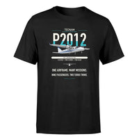 Thumbnail for Tecnam P2012 Traveller design on black t-shirt, single-side print
