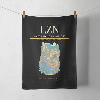 Matsu Nangan Airport (LZN) design on black towel