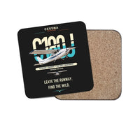 Thumbnail for Cessna 180J Skywagon design on black 1 piece coaster