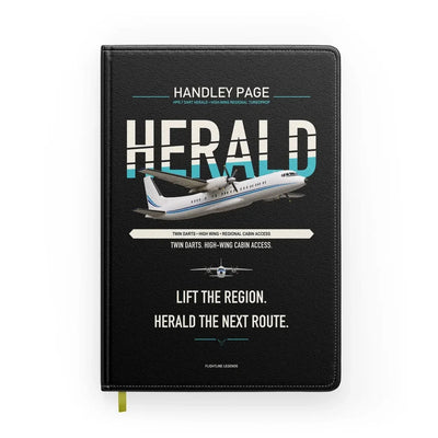 Handley Page HPR.7 Dart Herald design on black notebook