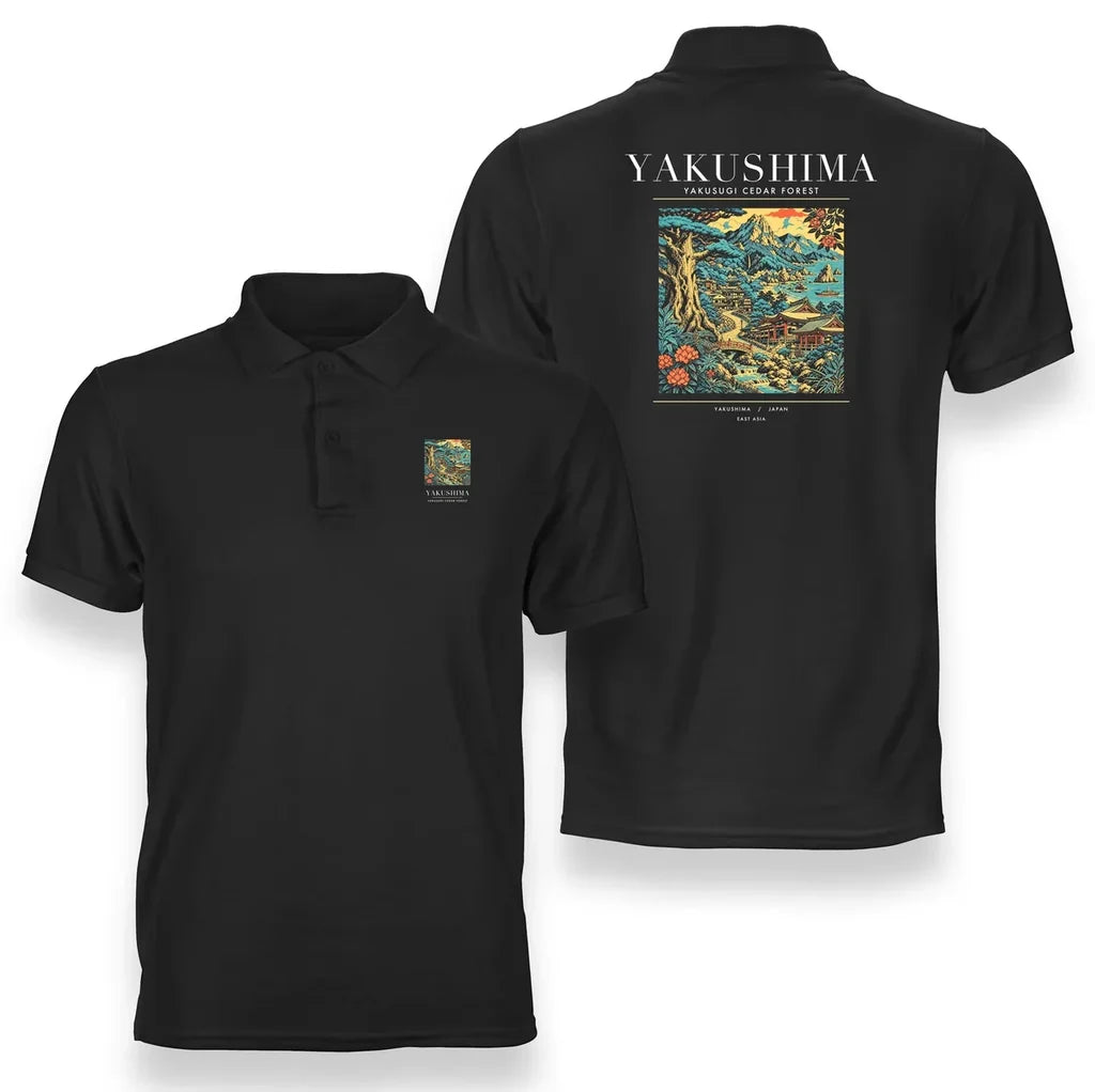 YAKUSHIMA - Poster - Double-Side Polo - Black