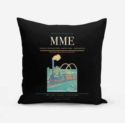 Teesside International Airport (MME) design on black pillow