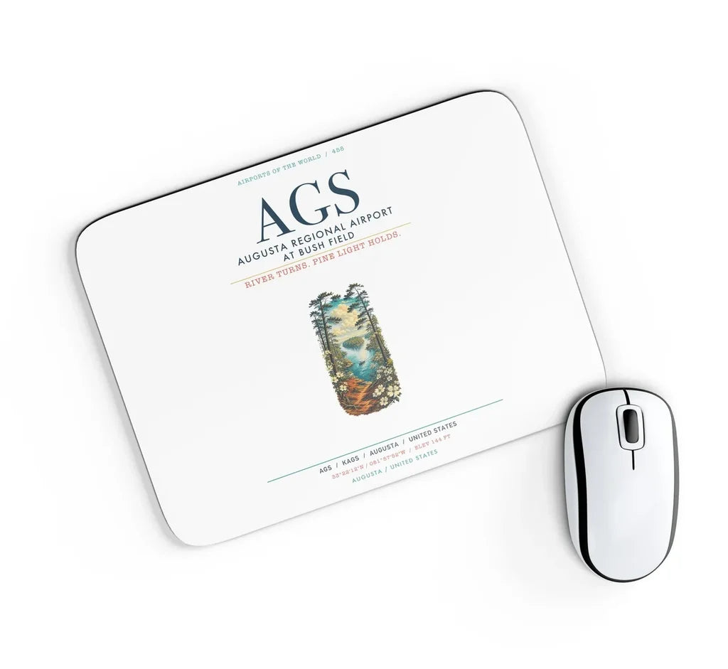 Augusta Regional Airport at Bush Field (AGS) design on white rectangle mouse pad