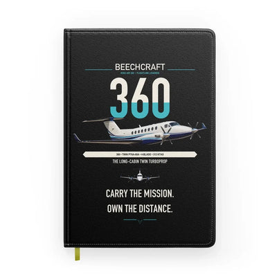 Beechcraft King Air 360 design on black notebook
