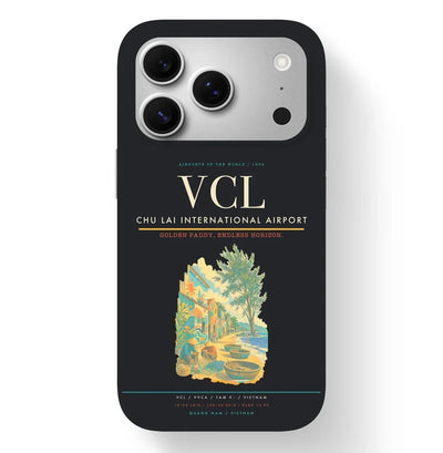 Tam Kỳ Airport (VCL) design on black iPhone 17 Pro MagSafe case