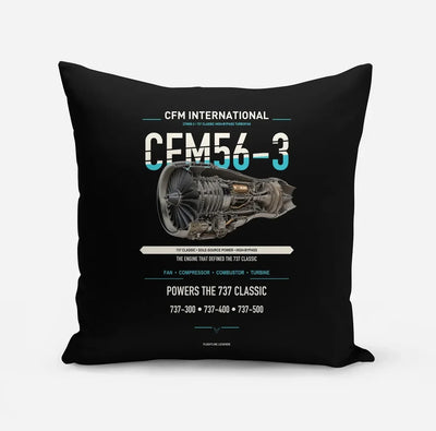 CFM56-3 design on black pillow