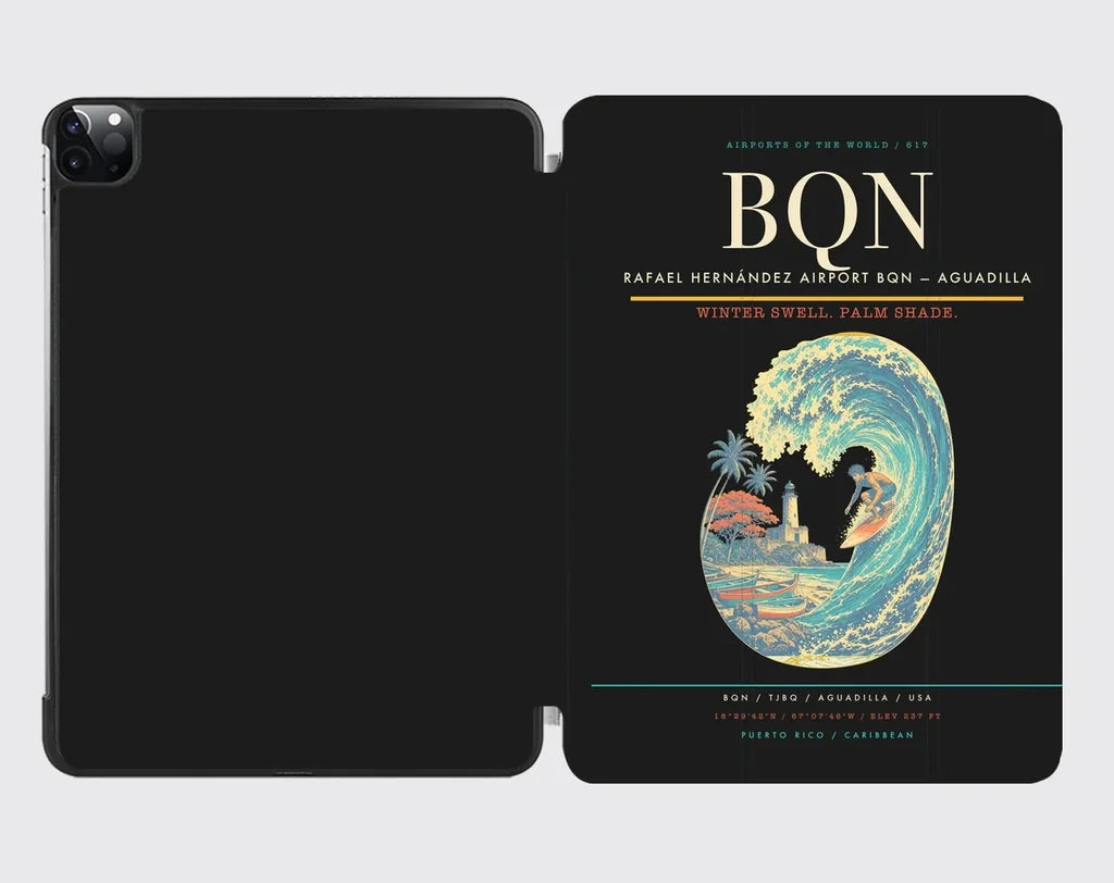 Rafael Hernández Airport (BQN) design on black ipad tablet case