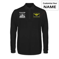 Thumbnail for Flying is Importanter aviation design printed on soft cotton long-sleeve polo shirt.