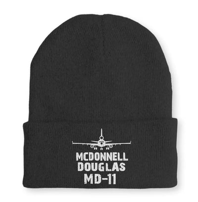 McDonnell Douglas MD-11 & Plane Embroidered aviation embroidery on soft knit fabric beanie.
