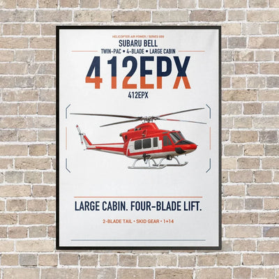 SUBARU Bell 412EPX vertical canvas print - framed - white background