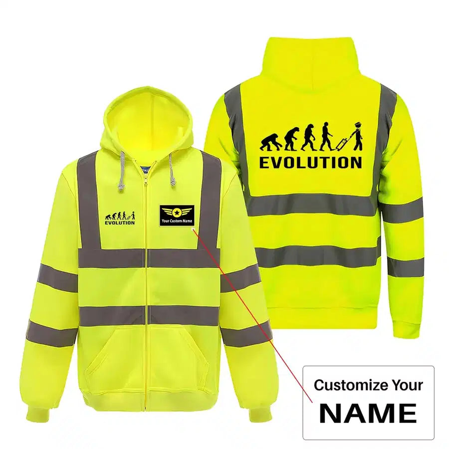 Pilot Evolution aviation design on cotton blend with reflective panels reflective zipped hoodie.