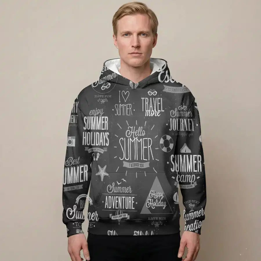Black & White Super Travel Icons Printed aviation design printed on soft cotton 3D-print T-shirt.