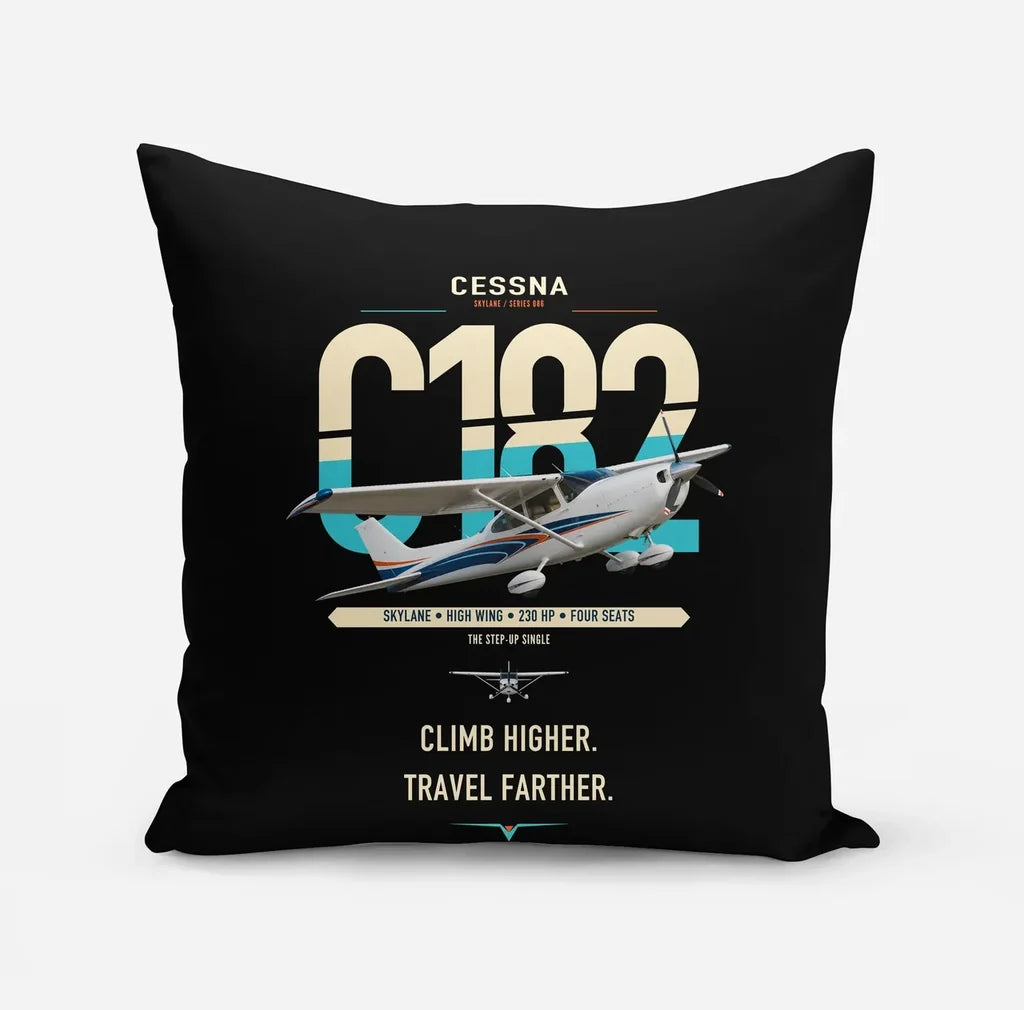 Cessna 182 Skylane design on black pillow